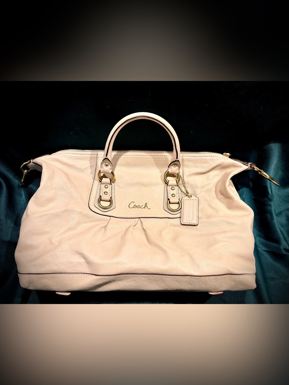 Coach Cream Leather Satchel with Gold Hardware